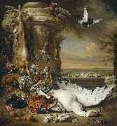Jan Weenix Een aap en een hond bij dood wild USA oil painting reproduction